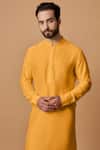Buy_BUBBER COUTURE_Orange Cotton Silk Plain Sai Straight Kurta Set _Online_at_Aza_Fashions