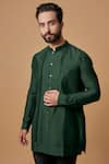 BUBBER COUTURE_Green Cotton Silk Embroidered Thread Work Vedansh Plain Layered Short Kurta _Online_at_Aza_Fashions