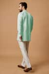 Shop_BUBBER COUTURE_Green Cotton Silk Plain Ryan Pintucked Mandarin Collar Kurta _at_Aza_Fashions