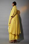 Buy_Jayati Goenka_Yellow Cotton Tassels, Lace Round Neck Gathered Overlay Printed Anarkali Set _Online_at_Aza_Fashions