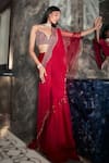 Shop_Rohit Gandhi + Rahul Khanna_Pink Silk Organza Embellished Crystal Galena Fringe Draped Lehenga Set _at_Aza_Fashions