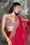 Buy_Rohit Gandhi + Rahul Khanna_Pink Silk Organza Embellished Crystal Galena Fringe Draped Lehenga Set _Online_at_Aza_Fashions
