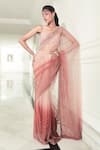 Buy_Rohit Gandhi + Rahul Khanna_Multi Color Tulle Embroidery Bead Square Neck Orion Ombre Saree With Blouse _at_Aza_Fashions