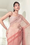 Shop_Rohit Gandhi + Rahul Khanna_Multi Color Tulle Embroidery Bead Square Neck Orion Ombre Saree With Blouse _at_Aza_Fashions