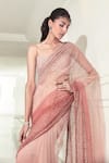 Rohit Gandhi + Rahul Khanna_Multi Color Tulle Embroidery Bead Square Neck Orion Ombre Saree With Blouse _Online_at_Aza_Fashions