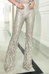 Rohit Gandhi + Rahul Khanna_Silver Tulle Embroidery Aria Crystal Swing Top And Fornix Trouser Set _Online_at_Aza_Fashions