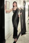 Buy_Rohit Gandhi + Rahul Khanna_Black Georgette Ascher Fringe Border Pre-stitched Saree With Blouse _at_Aza_Fashions