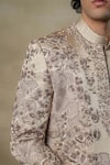 Buy_Jatin Malik_Grey Linen Silk Embroidery Floral Blast Jacket And Kurta Set _Online_at_Aza_Fashions