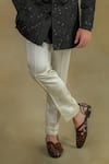 Jatin Malik_Black Linen Silk Embroidery Floral Garden Dali Bandhgala Set _Online_at_Aza_Fashions