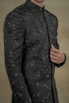Buy_Jatin Malik_Black Linen Silk Embroidery Floral Garden Dali Bandhgala Set _Online_at_Aza_Fashions