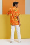 Shop_Nautanky_Orange Fluid Cotton Printed Flower Pizzazz Shirt  _at_Aza_Fashions