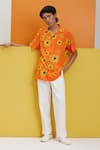 Buy_Nautanky_Orange Fluid Cotton Printed Flower Pizzazz Shirt  _Online_at_Aza_Fashions