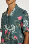 Shop_Nautanky_Grey Fluid Cotton Printed Swan Whimsical Dream Shirt  _Online_at_Aza_Fashions