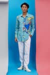 Buy_Nautanky_Blue Polyester Printed And Textured Ocean & Snake A Riot Shirt  _at_Aza_Fashions