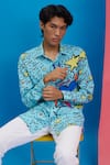 Buy_Nautanky_Blue Polyester Printed And Textured Ocean & Snake A Riot Shirt  _Online_at_Aza_Fashions