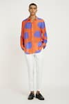 Buy_Nautanky_Orange Fluid Cotton Printed Polka Dot Patch Artful Bold Shirt  _at_Aza_Fashions