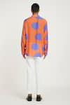 Shop_Nautanky_Orange Fluid Cotton Printed Polka Dot Patch Artful Bold Shirt  _at_Aza_Fashions