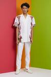 Buy_Nautanky_White Polyester Printed And Textured Blume & Bloom Placement Shirt _at_Aza_Fashions