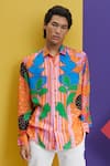 Buy_Nautanky_Orange Fluid Cotton Printed Censored Bloom Shirt _at_Aza_Fashions