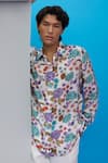 Nautanky_White Fluid Cotton Printed Bunch Of Flowers Fiesta Shirt  _Online_at_Aza_Fashions