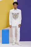 Nautanky_White Polyester Printed And Textured Tiger Growlin Shirt  _Online_at_Aza_Fashions