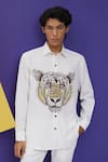 Buy_Nautanky_White Polyester Printed And Textured Tiger Growlin Shirt  _Online_at_Aza_Fashions