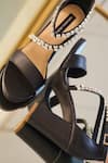 Shop_Shradha Hedau Footwear Couture_Black Daphne Diamond Embellished Heels _at_Aza_Fashions