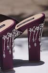 Shop_Shradha Hedau Footwear Couture_Purple Marlene Satin Embellished Heels _Online_at_Aza_Fashions