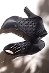 Shop_Shradha Hedau Footwear Couture_Black Irya Checkered Cutout Detail Heels _at_Aza_Fashions
