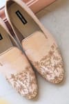 Shradha Hedau Footwear Couture_Pink Zari Ambrose Embroidered Moccasins _Online_at_Aza_Fashions