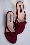 Shop_Shradha Hedau Footwear Couture_Maroon Solid Loralie Open Toe Heels _at_Aza_Fashions