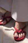 Shradha Hedau Footwear Couture_Maroon Solid Loralie Open Toe Heels _Online_at_Aza_Fashions