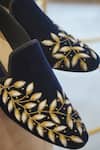 Shradha Hedau Footwear Couture_Blue Embroidered Marlon Leaf Loafers _Online_at_Aza_Fashions