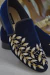 Buy_Shradha Hedau Footwear Couture_Blue Embroidered Marlon Leaf Loafers _Online_at_Aza_Fashions