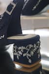 Buy_Shradha Hedau Footwear Couture_Blue Embroidered Floral Sequin Heels _Online_at_Aza_Fashions