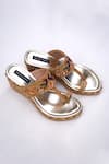 Buy_Shradha Hedau Footwear Couture_Gold Cut Work, Sequins, Beads Tania Embroidered Wedges _at_Aza_Fashions