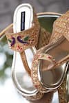 Shradha Hedau Footwear Couture_Gold Cut Work, Sequins, Beads Tania Embroidered Wedges _Online_at_Aza_Fashions