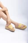 Buy_THE FROU FROU STUDIO_Yellow Quilted Strap Slip-on Wedges _at_Aza_Fashions