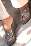 Buy_Shradha Hedau Footwear Couture_Green Meredith Criss Cross Strap Detail Wedges _at_Aza_Fashions