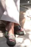 Buy_Shradha Hedau Footwear Couture_Green Meredith Criss Cross Strap Detail Wedges _Online_at_Aza_Fashions