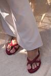 Buy_Shradha Hedau Footwear Couture_Maroon Solid Loralie Open Toe Heels _Online_at_Aza_Fashions