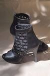 Buy_Shradha Hedau Footwear Couture_Black Irya Checkered Cutout Detail Heels _at_Aza_Fashions