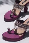 Buy_Shradha Hedau Footwear Couture_Purple Marlene Satin Embellished Heels _at_Aza_Fashions