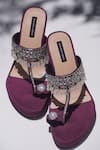 Shop_Shradha Hedau Footwear Couture_Purple Marlene Satin Embellished Heels _at_Aza_Fashions