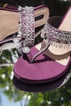 Shradha Hedau Footwear Couture_Purple Marlene Satin Embellished Heels _at_Aza_Fashions