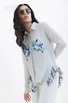 Buy_Pooja Rajgarhia Gupta_Off White Crepe Printed Checkered Shirt Collar And Trouser Set_Online_at_Aza_Fashions