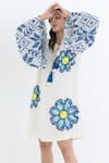 Pooja Rajgarhia Gupta_Off White Crepe Embroidered Floral Round Flower Shift Dress _Online_at_Aza_Fashions