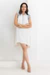 Pooja Rajgarhia Gupta_Off White Crepe Plain Collar Frilly Sleeves Dress_Online_at_Aza_Fashions