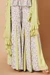 Buy_Sammohi By Moksha And Hiral_Green Crepe, Silk, Tulle Ruffles Juniper Geometric Print Kurta Sharara Set _Online_at_Aza_Fashions