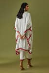 Shop_Sanjev Marwaaha_Ivory Modal Hand Block Printed Abstract V Neck Kaftan And Pant Set_at_Aza_Fashions